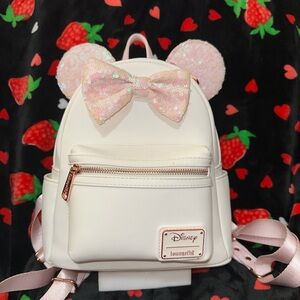 Loungefly Pink and White Sparkle Backpack
